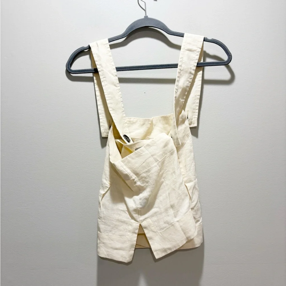 Everlane NEW Women's Off-White Apron Linen Tank Top Crisscross Back Size 6 - Picture 4 of 8